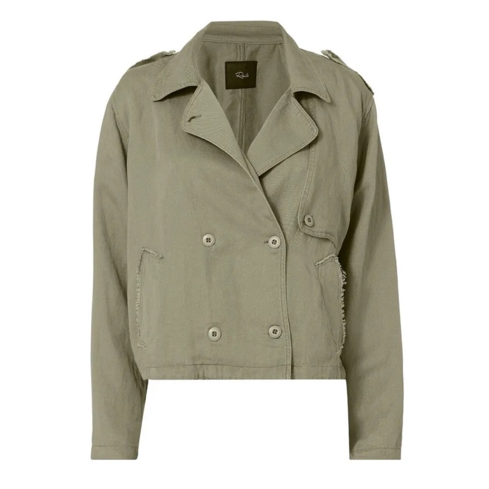 🛍️RAILS Barclay Sage Military Style Cropped Linen Jacket Boxy - Picture 6 of 11